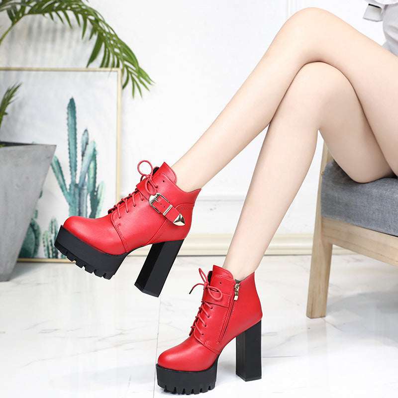 British Style Chunky Heel High Heels - Waterproof Platform New British Style Chunky Heel Waterproof | Ectron Online