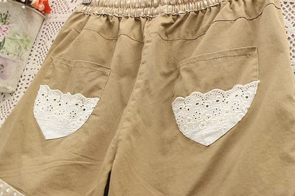 Japanese Embroidered Cotton And Linen Pants For Women