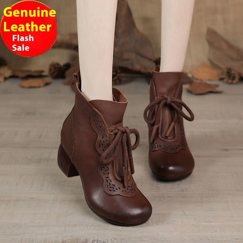 Real Soft Leather Women's Leather Boots Ethnic Style Retro Real Soft Leather Women's Leather Boots | Ectron Online