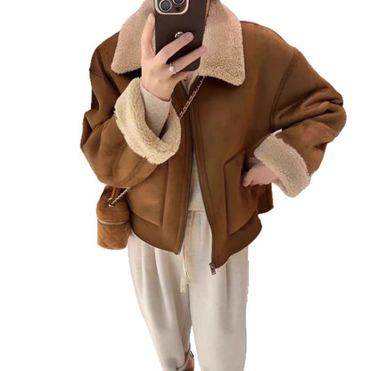 American Retro Motorcycle Jacket | Warm Short Lapel Vintage Outerwear American Retro Warm Short Lapels Motorcy | Ectron Online