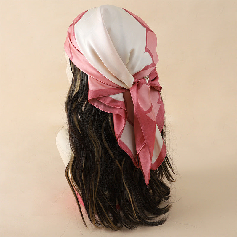 Solid Color Square Scarf - Elegance & Style Artificial Silk Striped High-grade Korea | Ectron Online