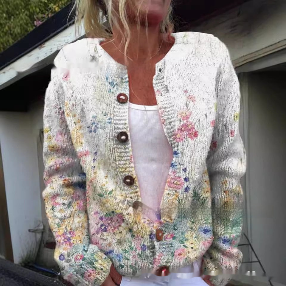 Cloak-Style Printed Cardigan Printed Casual Cloak Coat Cardigan Sweat | Ectron Online