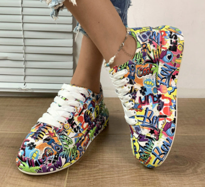 Women's Graffiti Sneakers - Urban Art & Everyday Comfort New Style Women's Shoes Graffiti Sneaker | Ectron Online