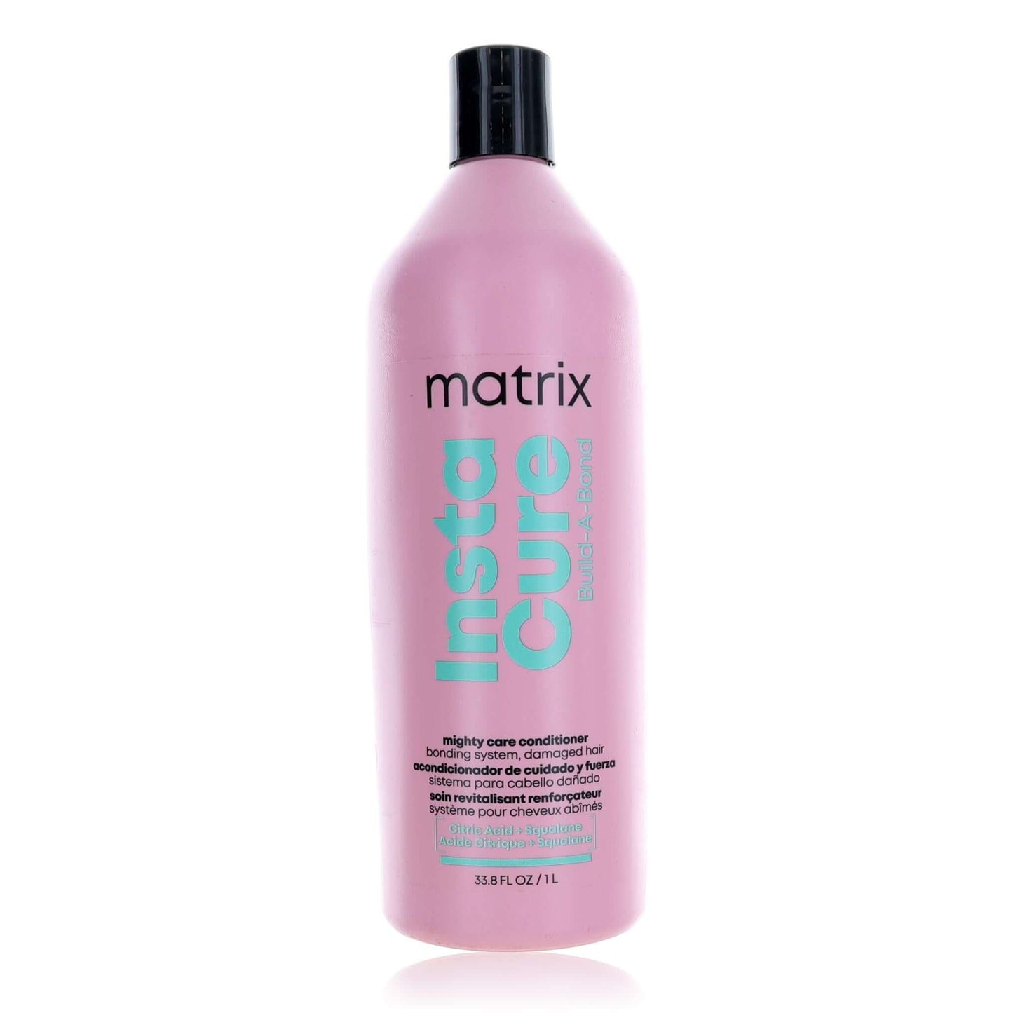 Matrix Instacure conditioner bottle, pink plastic with black cap