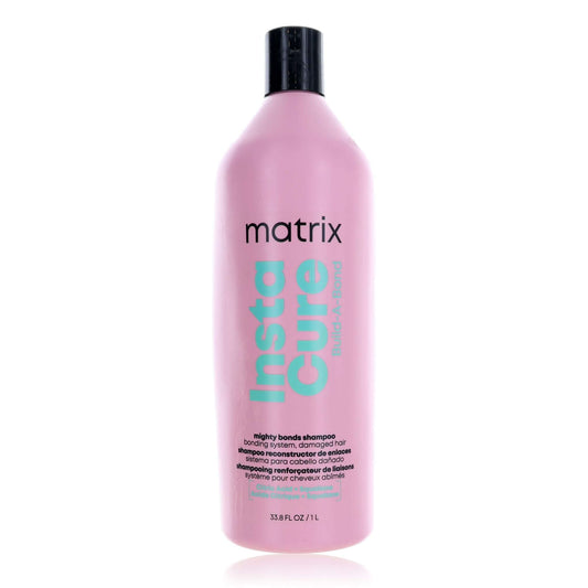 Matrix InstaCure shampoo bottle, pink with black cap