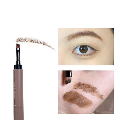 Eyebrow pencil with close-up of application on eye and skin