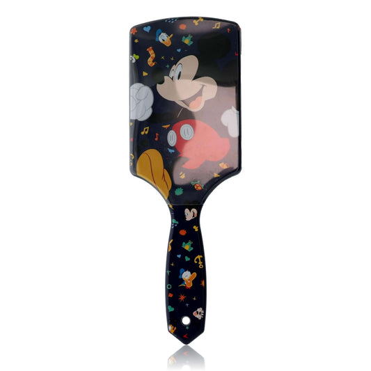 Kids hair brush with long dark-blue handle, Mickey Mouse print and glossy finish