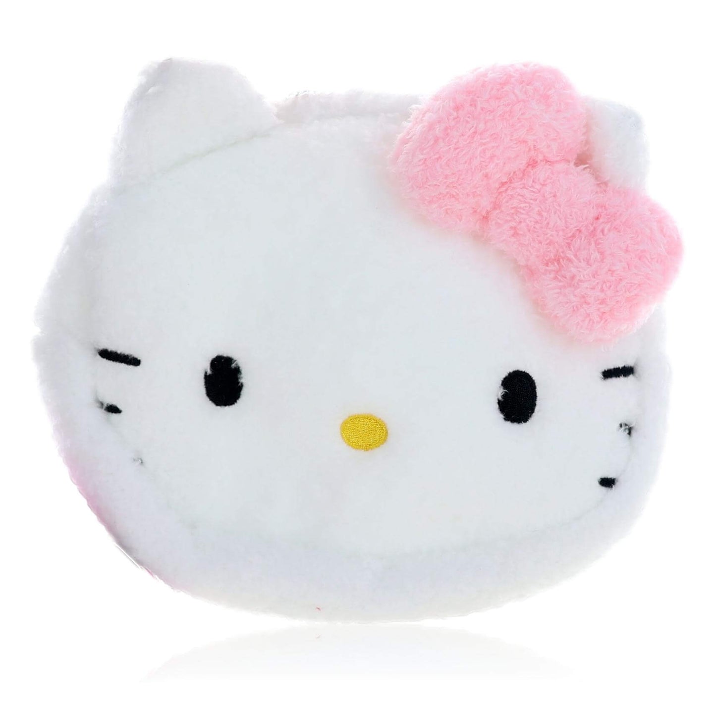 Plush Hello Kitty cosmetics bag with white face and pink bow