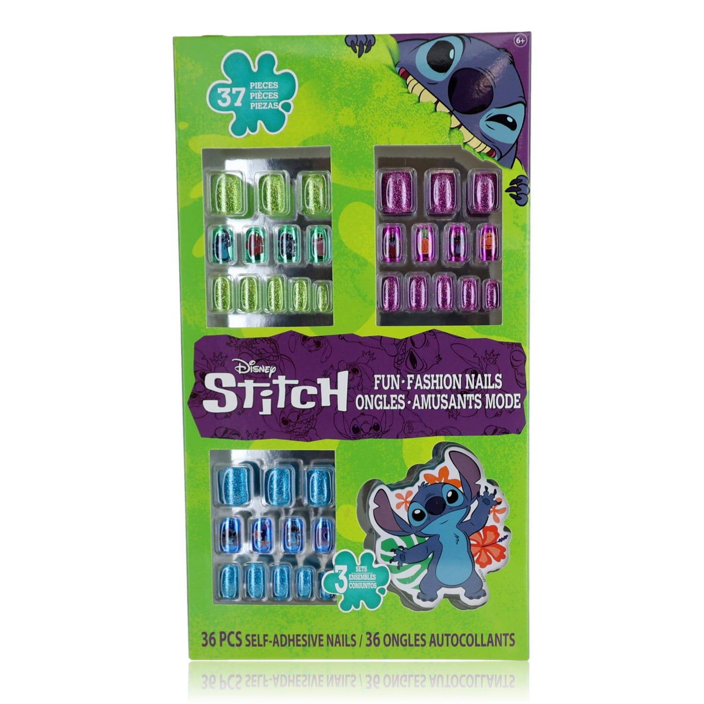 Kids Stitch press-on nails set, 37 self-adhesive nails with fun fashion designs