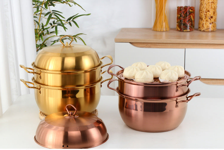 Stainless Steel Multi-layer Color Cooking Soup Dual-purpose Pot