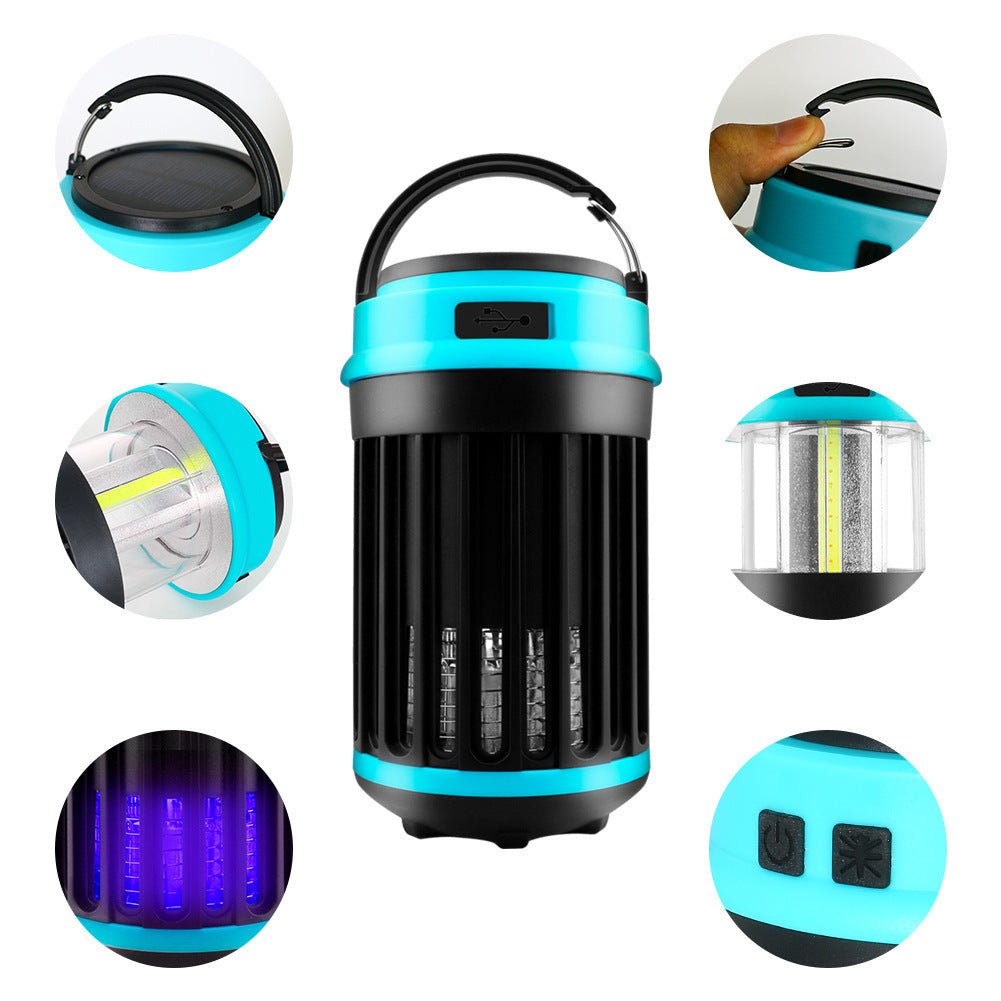 Solar LED Electric Shock Mosquito Killer Lamp Outdoor Waterproof USB Rechargeable Lighting Mosquito Trap