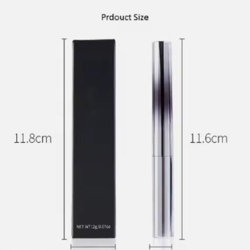 Measurement chart showing dimensions of a black and silver product