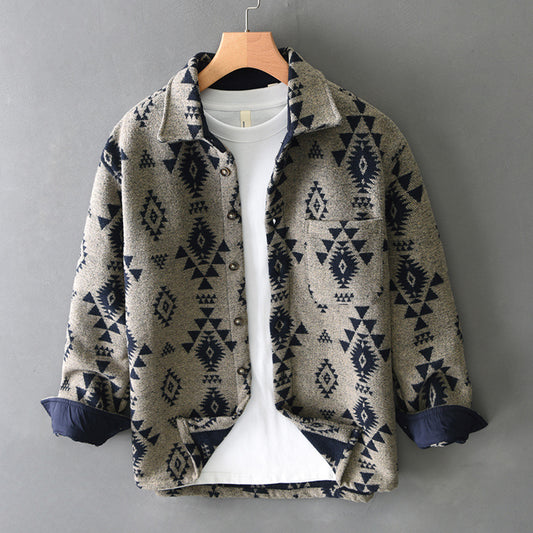 long sleeve vintage jacquard sweater