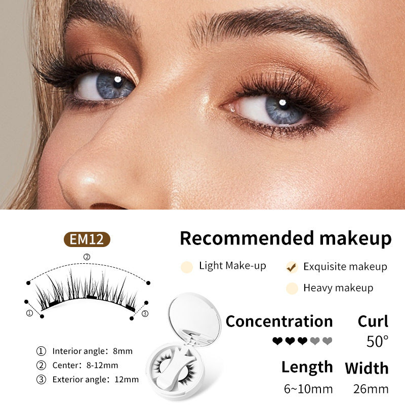 Magnetic false eyelashes set with applicator, long curled black lashes on blue eyes
