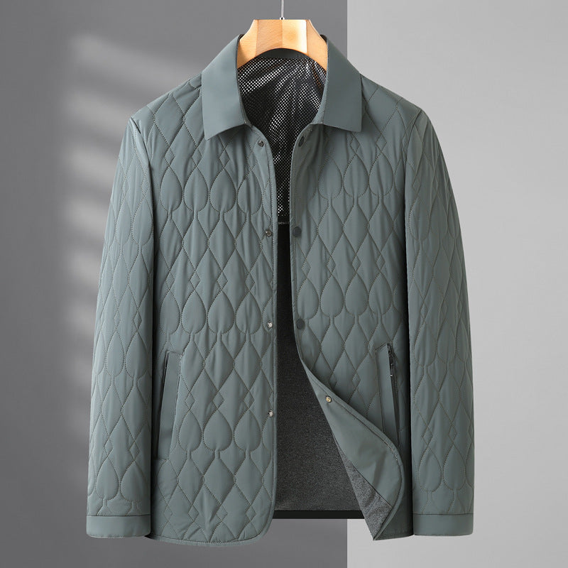 men's lightweight diamond quilted shirt jacket