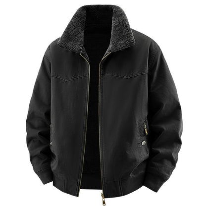 men's loose fleece-lined warm jacket