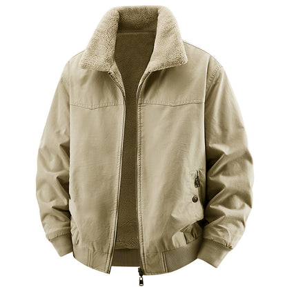men's loose fleece-lined warm jacket