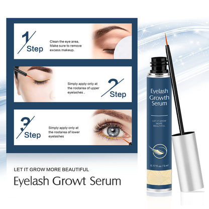 Eyelash growth serum with application instructions and product packaging.