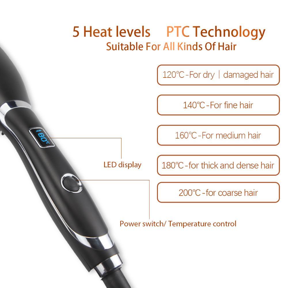 Hair straightener with temperature settings on a white background