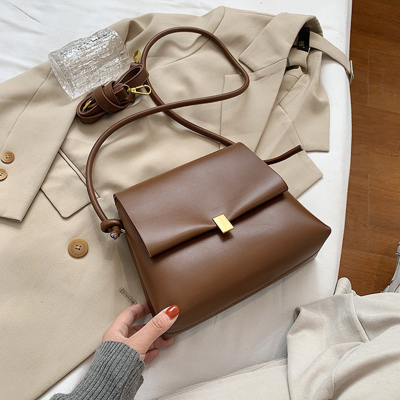 Niche Design Winter Retro Soft Leather Shoulder Bag Niche design bag for women new fashion W | Ectron Online