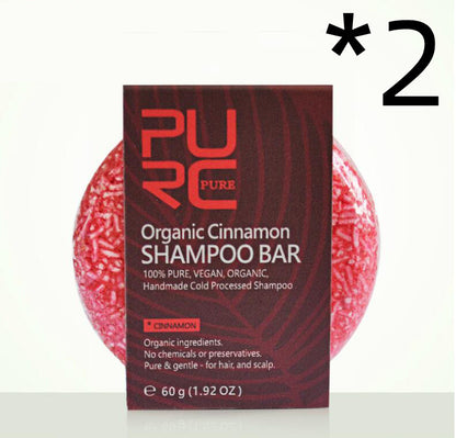 Red shampoo bar with 'PURE' packaging on a white background
