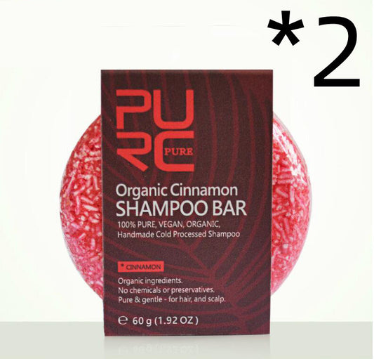 Red shampoo bar with 'PURE' packaging on a white background
