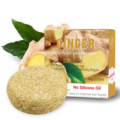 Ginger soap bar with packaging on a white background