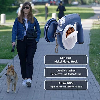 5 In 1 Multifunctional Dog Leash And Collar Custom Waterproof Automatic Led Retractable Dog Leash Poop Bag