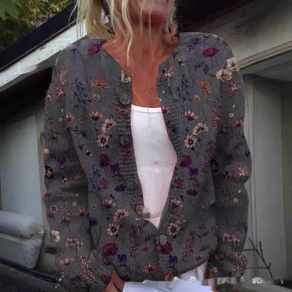 Cloak-Style Printed Cardigan Printed Casual Cloak Coat Cardigan Sweat | Ectron Online