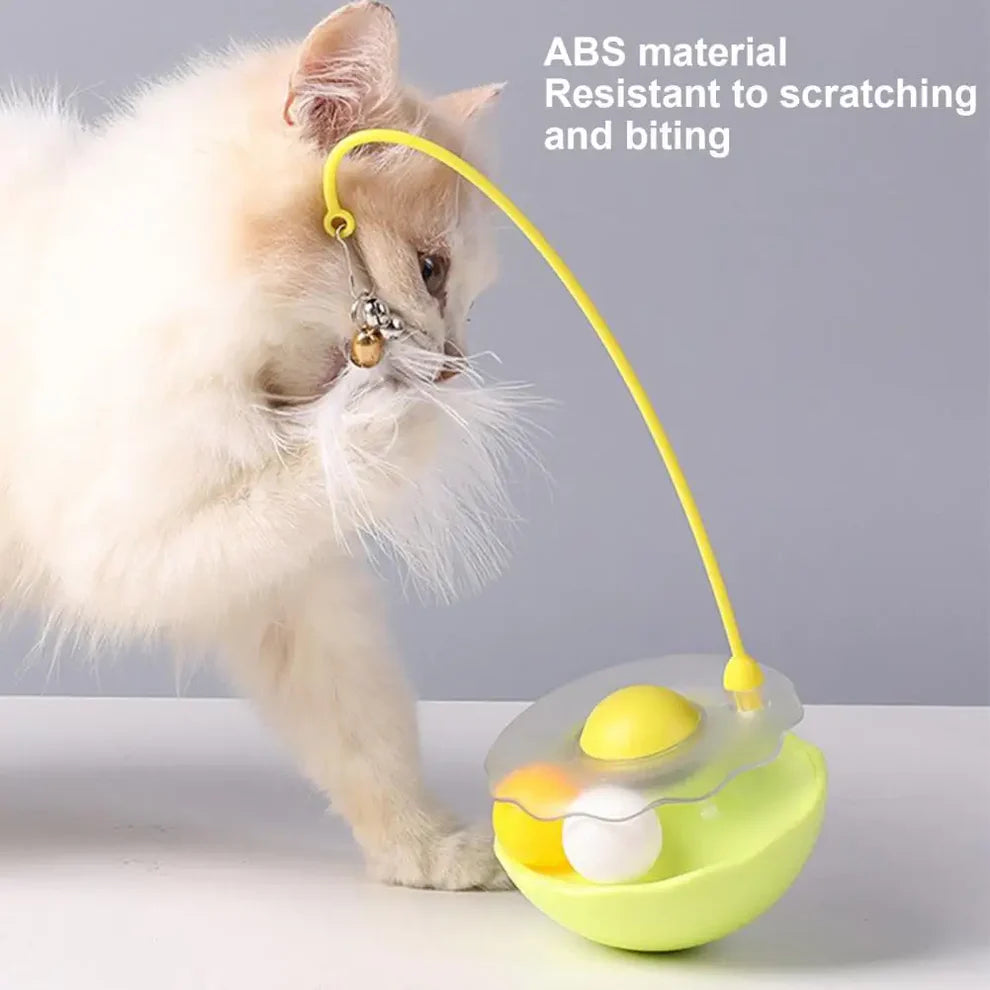 360-degree Rotating Cat Toy Engaging Cat Toys Rolling Ball Teaser Stick with Catnip Bell Feather Wand for Scratch-resistant