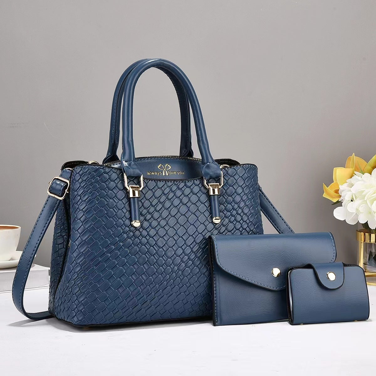 Woven Texture Three-piece Set Large Capacity One Shoulder Bag Woven Texture Three-piece Set Large Capa | Ectron Online
