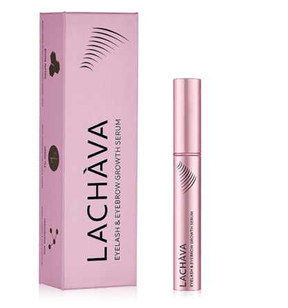 LACHAVA eyelash and eyebrow growth serum with packaging on a white background