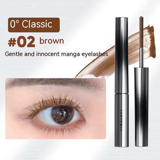 Eyelash product with '02 brown' color option and an eye wearing the lashes.