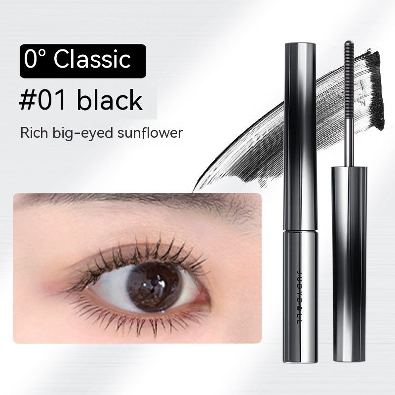 Eyelash mascara with an eye close-up and product details on a white background