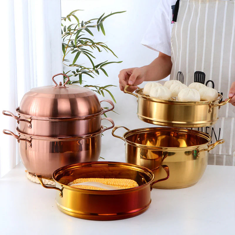 Stainless Steel Multi-layer Color Cooking Soup Dual-purpose Pot