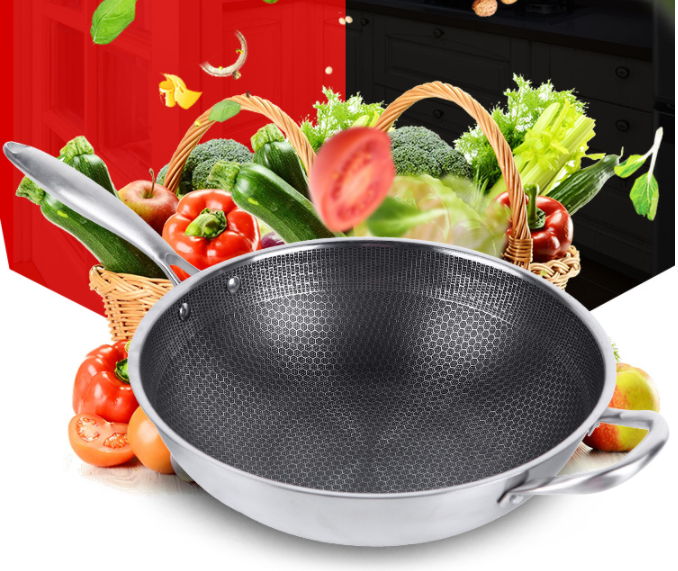 Stainless Steel Wok Non-Stick Pan Uncoated Household Induction Cooker Gas Stove Special Cooking Pan Non-Stick Pan