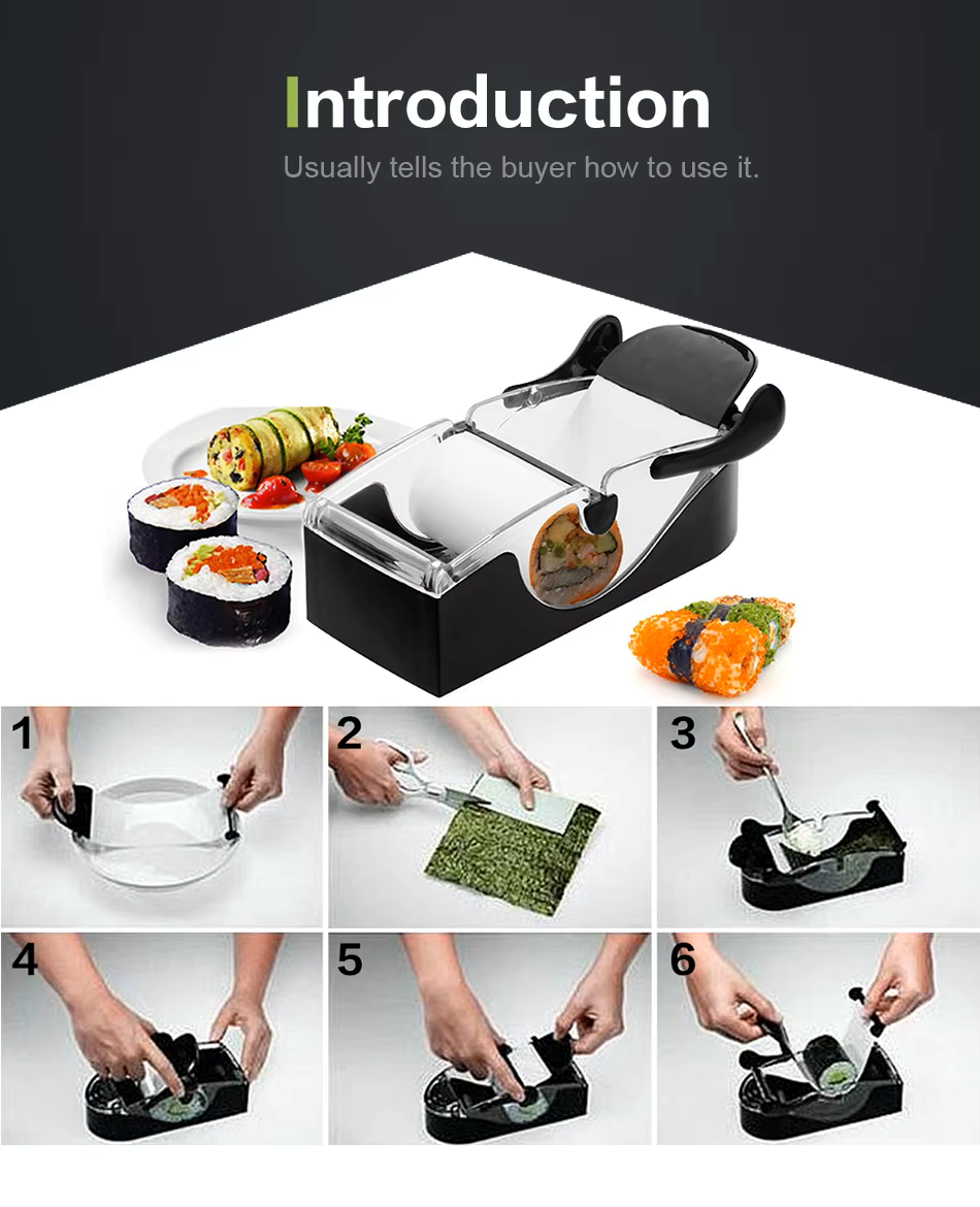 1Set Magic Sushi Roll Maker DIY Rice Roller Mold Perfect Cutter Easy Sushi Making Machine Kitchen Gadget