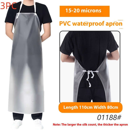 PVC waterproof apron with specifications on a white background