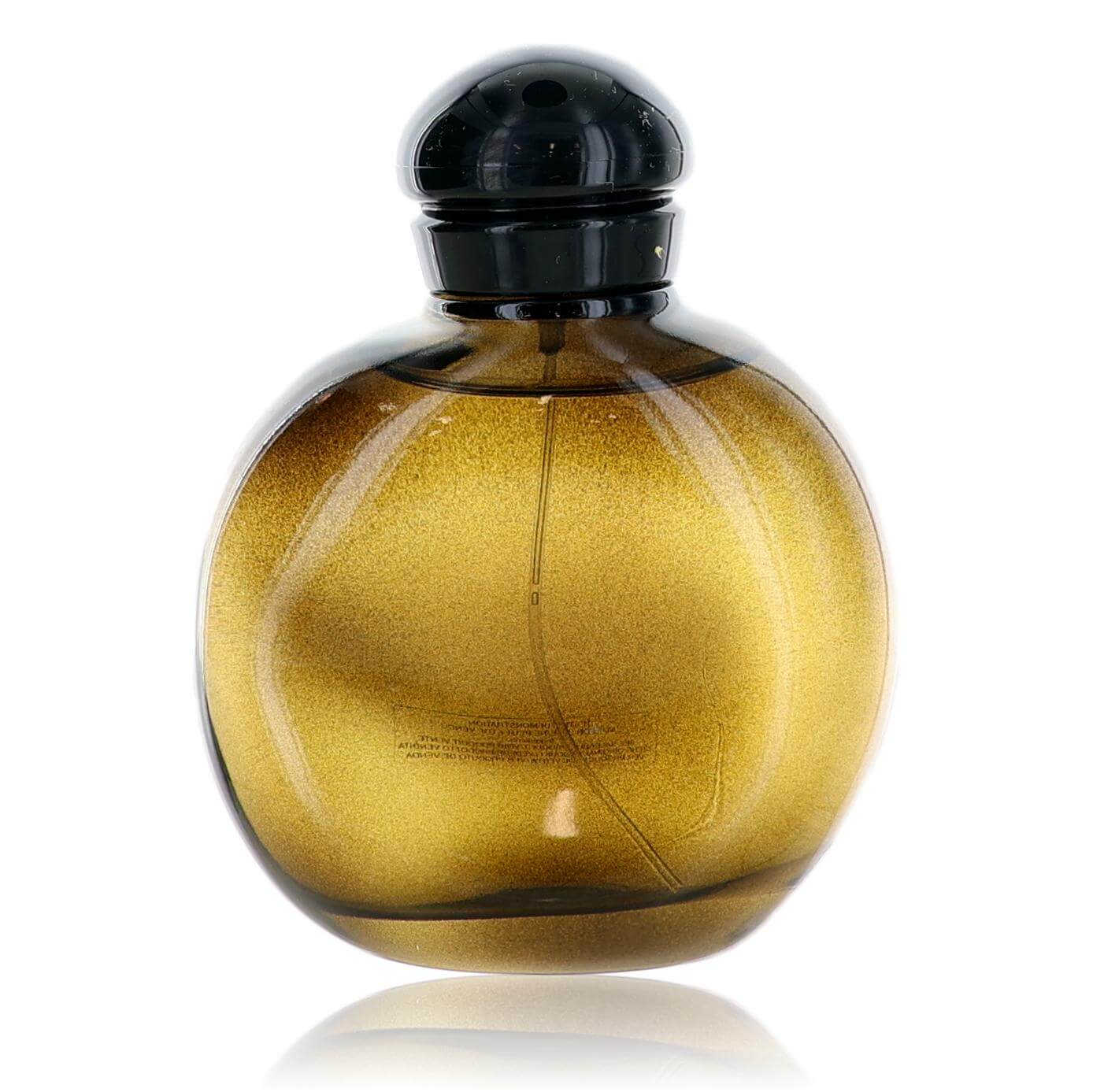 Gold glass cologne bottle with black cap