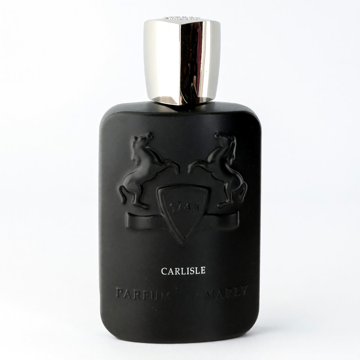 Parfums de Marly Carlisle Eau de Parfum bottle in black with a silver cap