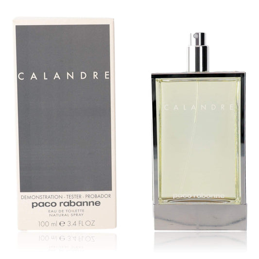 Calandre by Paco Rabanne, 3.4 oz EDT Spray for Women TESTER with box and bottle display.