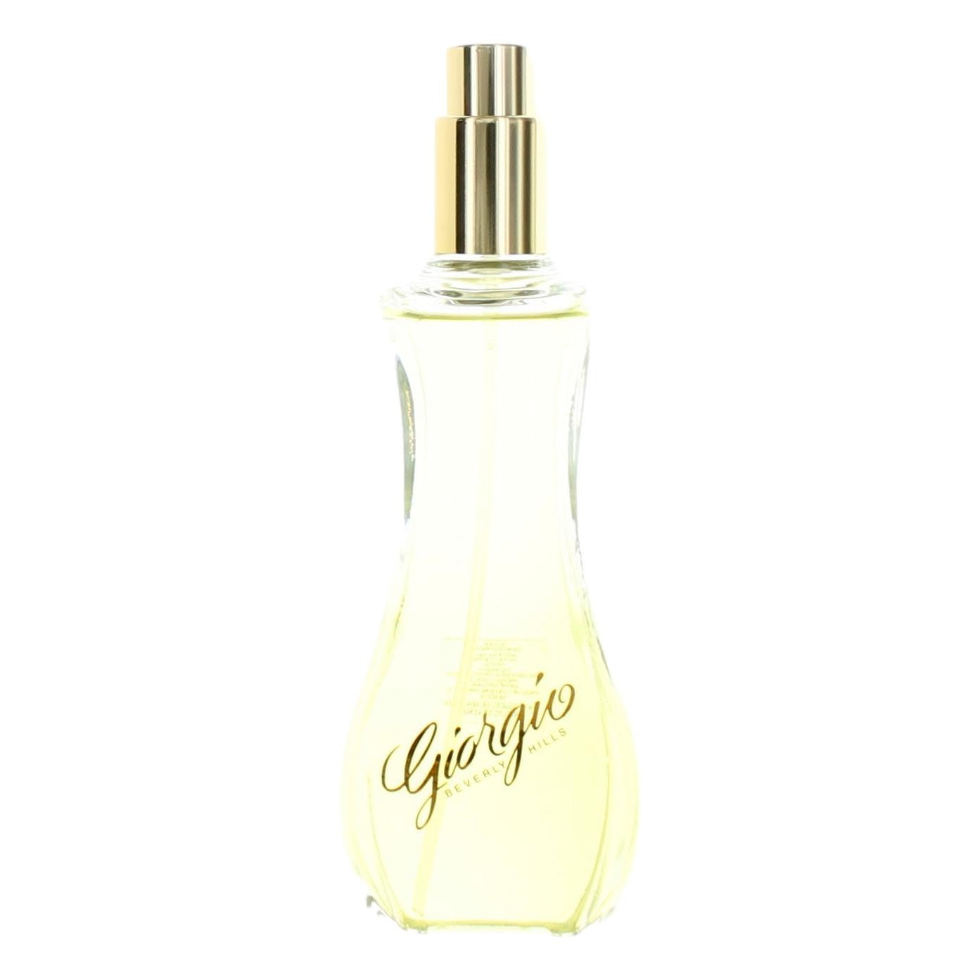 EDT perfume tester spray bottle with gold cap and pale yellow glass body