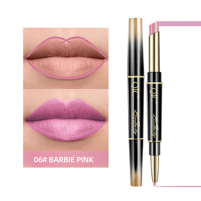 Lipstick with '06# Barbie Pink' color swatch on a white background