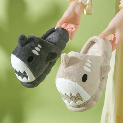 Winter Shark Slippers – Thick Bottom Furry Cotton Shoes for Couples Winter Shark Slippers Fashion Thick Bott | Ectron Online
