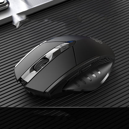 Black gaming mouse on a textured black surface
