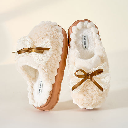 Women’s Autumn & Winter Cotton Slippers – Non-slip Bow Design Cotton Slippers Women's Autumn And Winte | Ectron Online