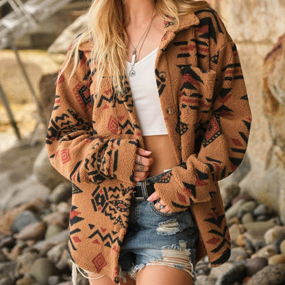 women's retro velvet long sleeve pocket coat